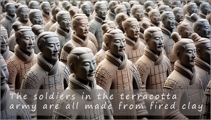 The soldiers in the terracotta army are all made from clay